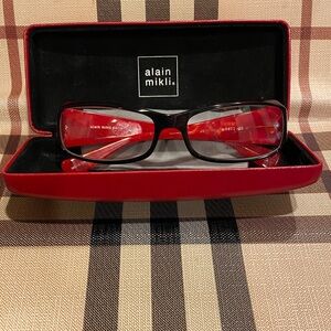 Alain Mikli Paris Handmade In France Unisex Red Pearlized Marbled Red Glasses